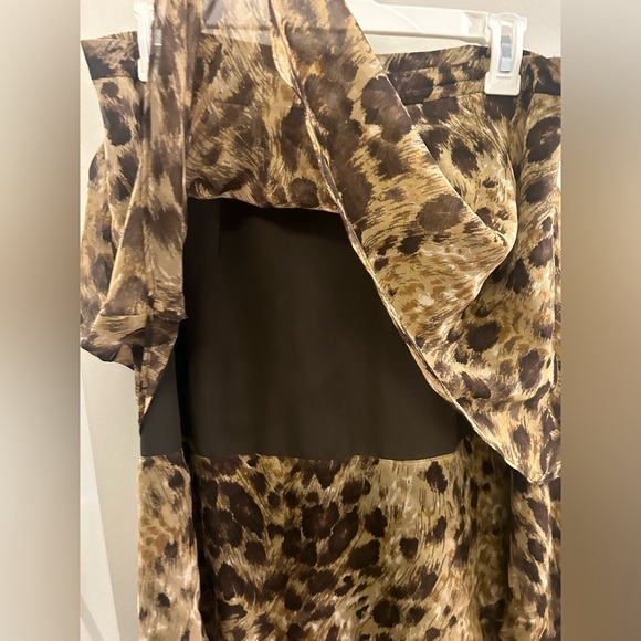 Focus By Shani Y2K Animal Print Skirt Tiered 14 Brown Tan - Picture 7 of 10